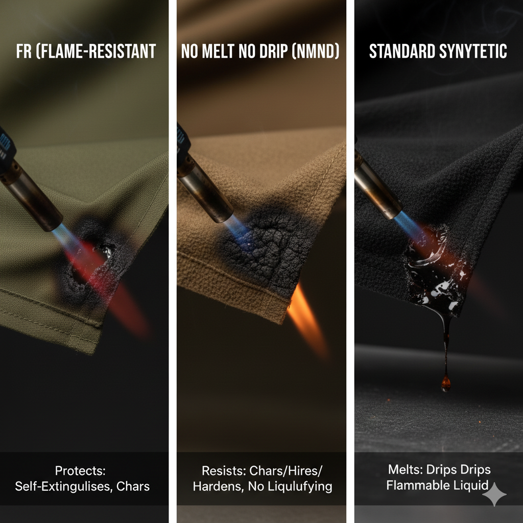 FR vs No Melt / No Drip: Choosing the Right Fabric for Operational Gear